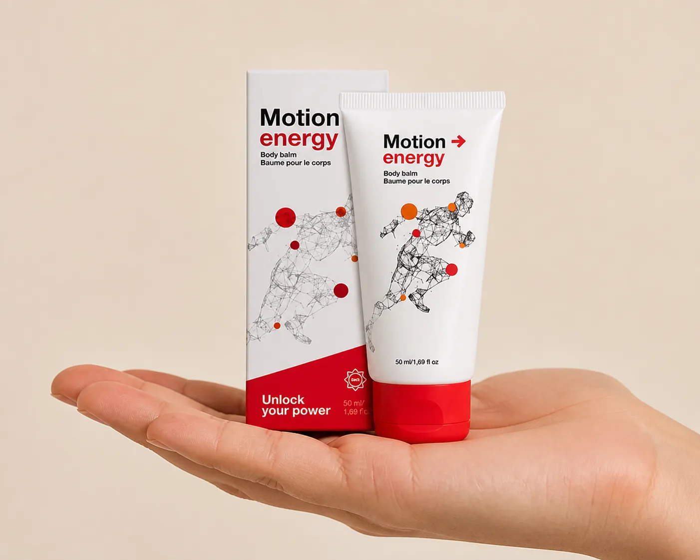 Motion Energy — the package held in a hand