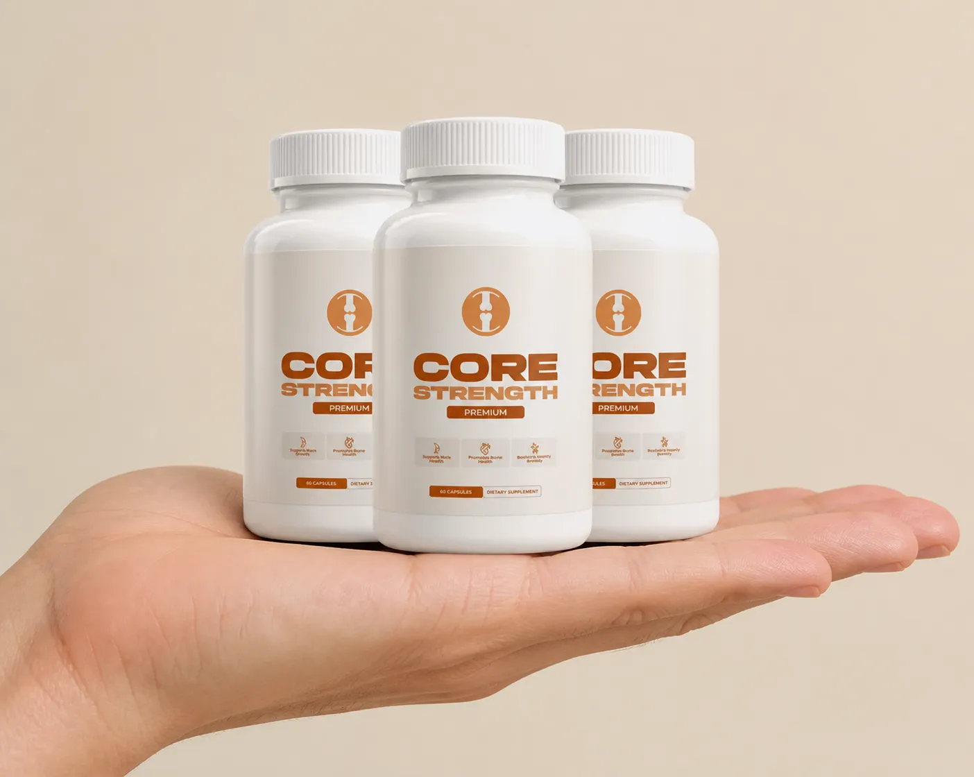 CoreStrength — the package held in a hand