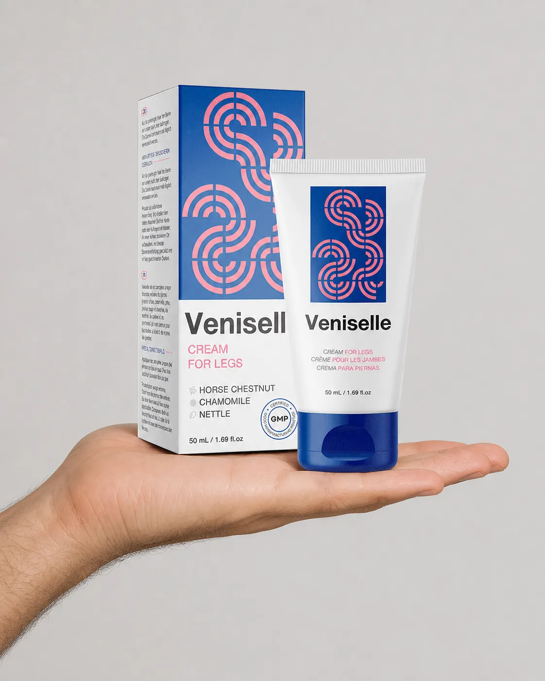 Veniselle — the package held in a hand