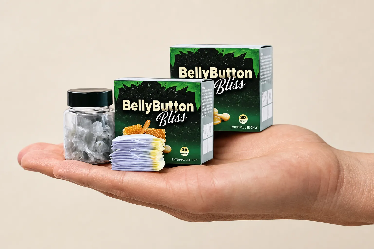 Belly Button Bliss — the package held in a hand