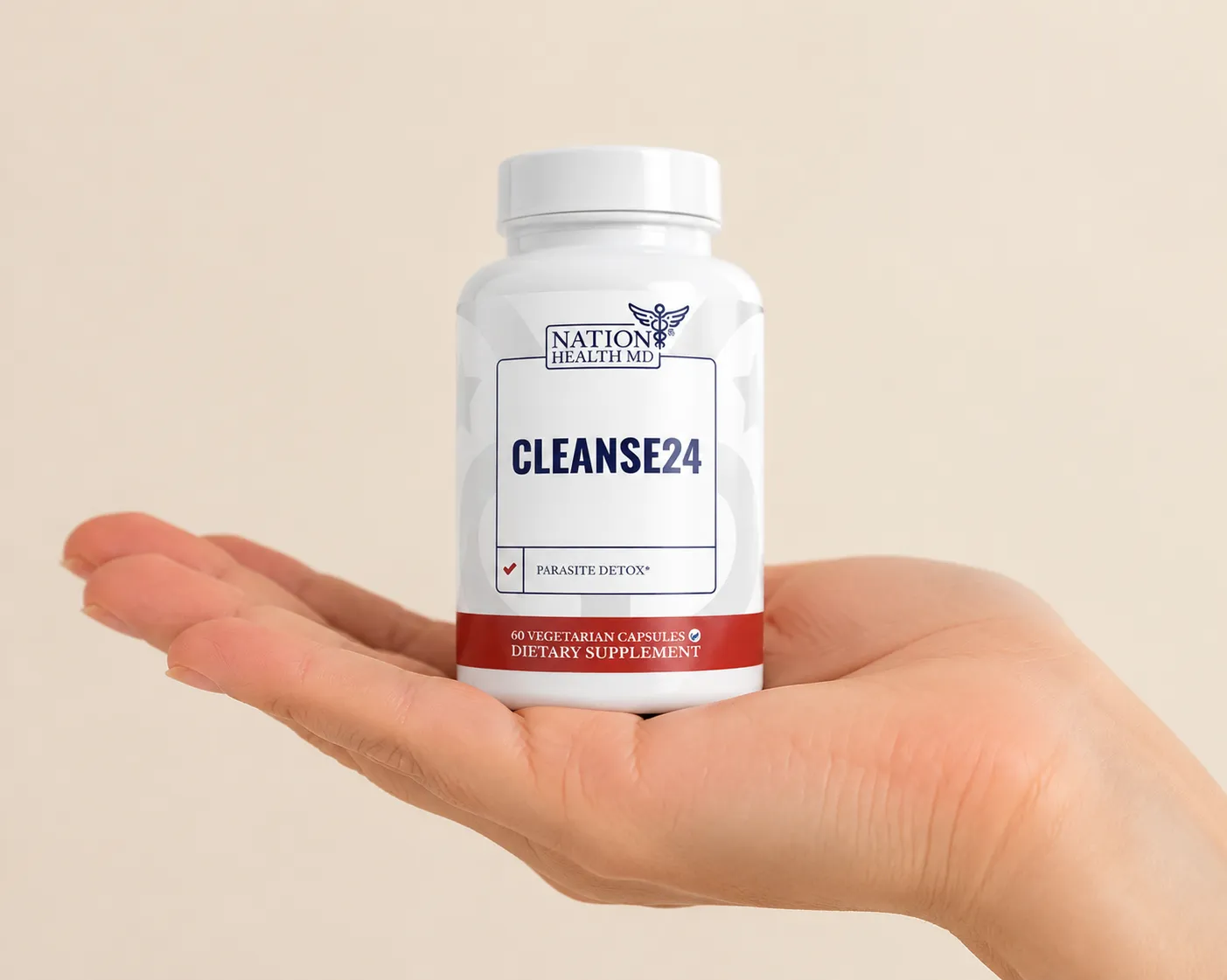 Cleanse 24 — the package held in a hand