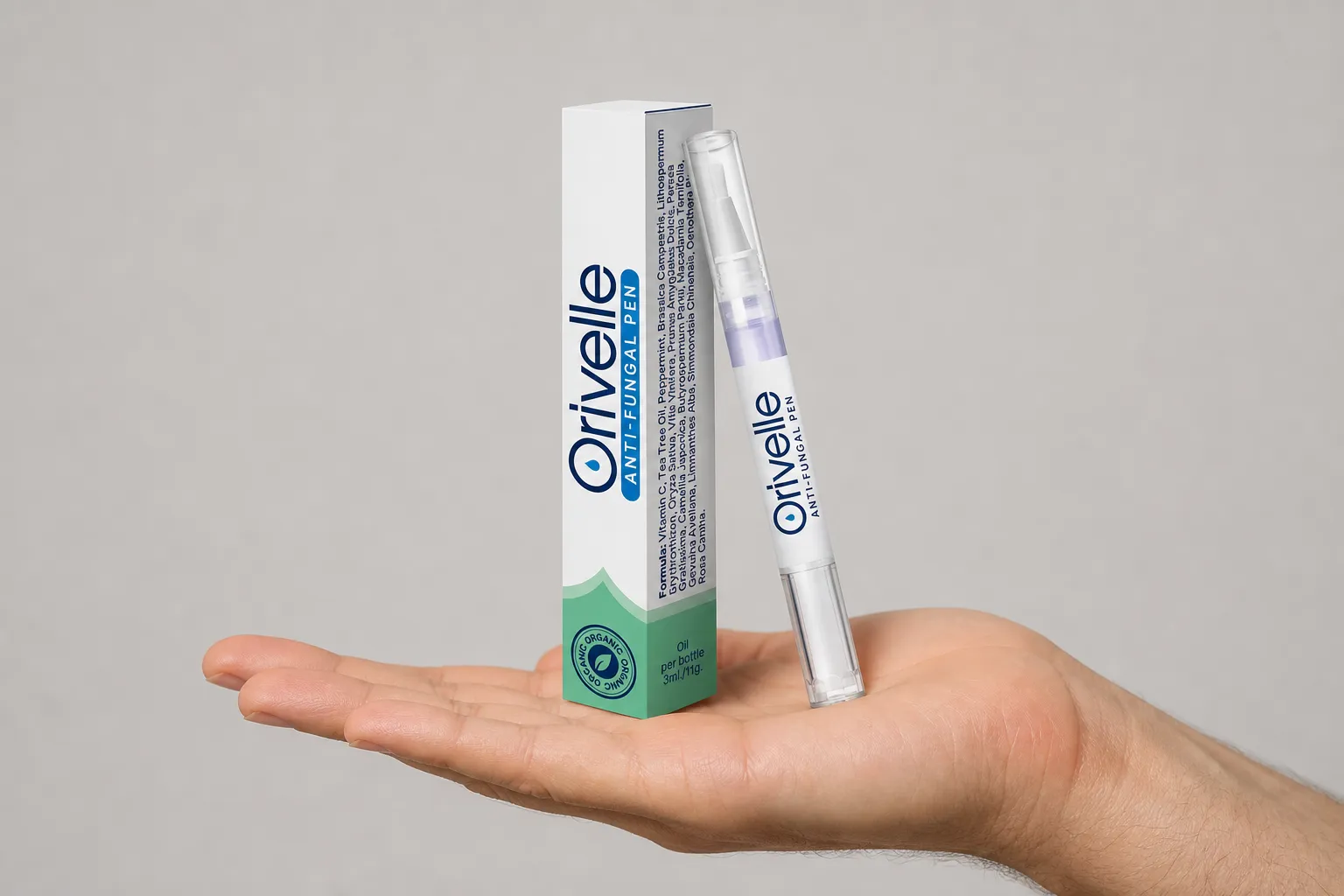 ORIVELLE — the package held in a hand