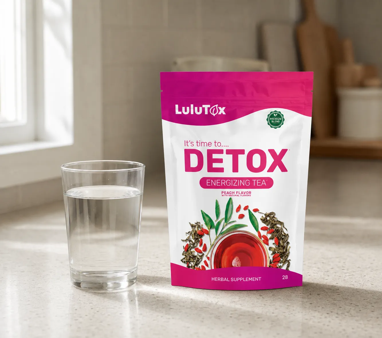 Lulutox Detox Tea HCTC — the package in everyday use