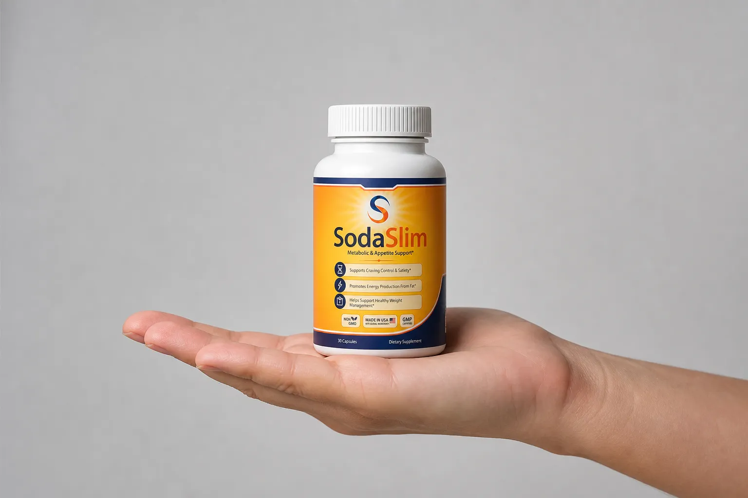SodaSlim — the package held in a hand